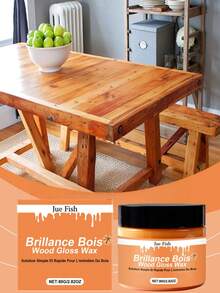 JUE FISH 1瓶/80克 木材护理抛光蜂蜡，家具翻新、增亮、除油、抛光、滋养木材表面、保护木材免受损伤、保持木材外观、增强光泽。易于涂抹，不留残渣，为您的木质表面提供完美的抛光效果。