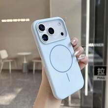 Luxury Shiny Fluorescent Liquid Silicone Magnetic Soft Phone Case Compatible With IPhone 17 Air 16 15 14 13 12 17 Pro Max Plus - New Sky Blue - View 3