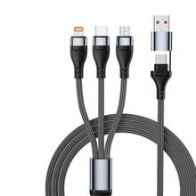 Cáp sạc và truyền dữ liệu đa chức năng 3 trong 1, chống rối, bện nylon, công suất 100W, sạc siêu nhanh, tương thích với iPhone 17/16/15/14/13/12/11/Xs/Xr/8/7/6, S26/S25/S24/S23/S22/S21 Ultra, quà tặng Ngày Phụ nữ, sinh nhật, kỷ niệm. - Xám - Xem 10