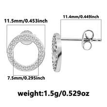 1 Pair 925 Sterling Silver Simple & Versatile Hollow Circle Earrings With Cubic Zirconia, Suitable For Daily Casual Wear, Commuting, Holidays, Birthdays, Valentine's Day Gifts - Silver - View 4