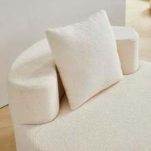 Edhreduhdr Accent Chair Living Room Chairs With Pillow Living Room Accent Chair With Comfortable Teddy Fabric Round Chair For Living Room Beige - trắng - Xem 6