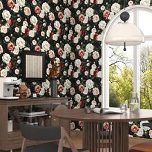 一卷色彩缤纷的花卉壁纸，饰有盛开的花朵，精致的室内装饰膜，适用于装饰客厅和卧室，各种房间墙面装饰，家居墙面翻新壁纸，易于安装，手工工艺膜 - 彩色 - 查看 2
