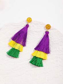 1pc Fashionable Long Multi-Layer Tassel Earrings, Matching Minimalist Elegant And Boho Style Earrings