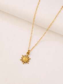 1pc Stainless Steel Tiny Sun Pendant Necklace For Women Fashion Simple 18K Gold Plated Charms Chain Necklaces Jewelry - Necklace - View 7
