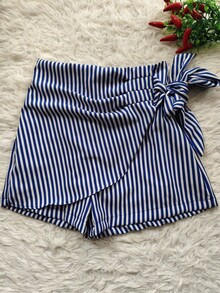 Women's Solid Color Shorts - Azul rayado - Ver 1