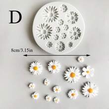 Set de 4 moldes de silicona con forma de margarita y girasol para hornear, decorar pasteles, hacer chocolates, manualidades y herramientas de repostería - Blanco - Ver 8