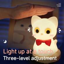 Lampu Malam Kucing Berubah 7 Warna dengan Timer, Dapat Diredupkan dan Diisi Ulang USB, Lampu Kucing Kawaii, Hadiah Dekorasi Kamar Tidur - MultiWarna - View 8