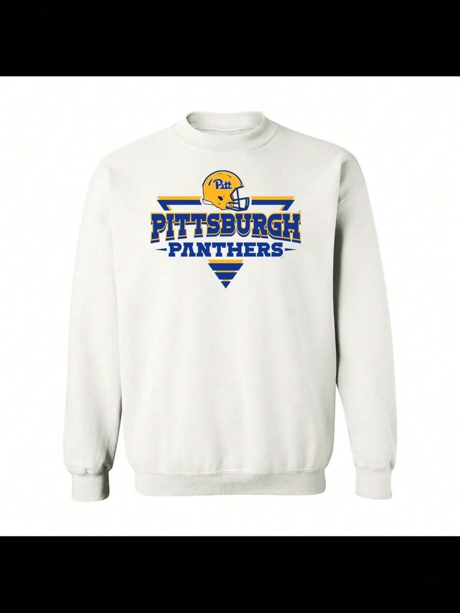 Pittsburgh Panthers Football Triangle Crewneck Sweatshirt - White - Black - View 1
