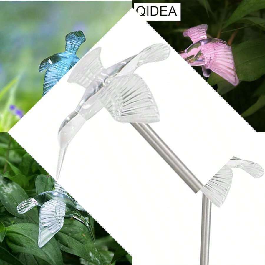 Lámpara solar para jardín, patio, césped, camino, flores, decoración de cama, figurita, colibrí con iluminación de paisajismo y cambio de color - Varios colores - Ver 1