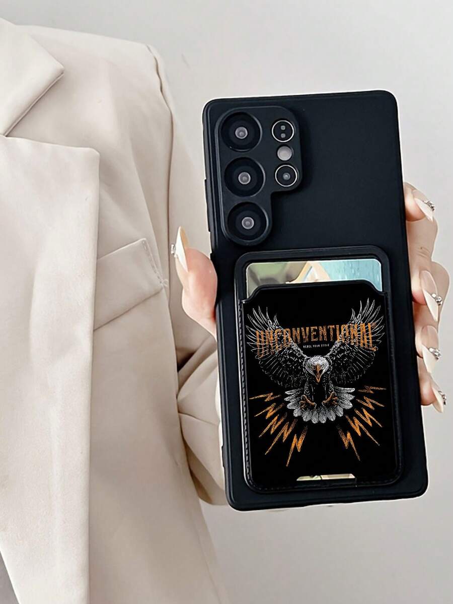 1个黑色TPU极简纯色二合一卡包，彩色涂鸦老鹰图案软硅胶防震全包手机壳，兼容安卓/OPPO/17/16/15/14/13/12/11/7/8/XR/XS/Plus/Pro/Pro Max/Mini/Air/Galaxy A51 4G/A52/A52s 5G/S23 Ultra，适合作为礼物送给朋友、家人、女朋友、男朋友，是节日送礼的完美之选。 - 彩色 - 查看 1
