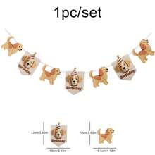 宠物狗拉旗，生日派对装饰横幅悬挂配件，适用于博美犬、柯基犬、比格犬、贵宾犬、金毛寻回犬、拉布拉多犬、斗牛犬 - 彩色 - 查看 6