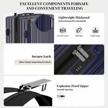 YSTYLE Suitcase Available In Various Colors Made Of PVC Material With Combination Lock And Silent Universal Wheels, Suitable For Storing Clothes For Business Trips, Boarding And Student Boarding. - Dark Blue - View 4
