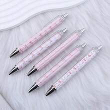 10支粉色爱心蝴蝶图案圆珠笔，高品质速干，可爱爱心造型，适合情人节 - 黑色 - 查看 5