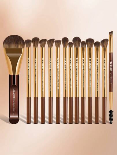 MAANGE 1/14pcs Aluminum Tube Durable Makeup Tools Kit Ultra-Soft Synthetic Hair Cosmetic Brush Foundation Brush Face Brush Powder Brush Concealer Brush Contour Brush Nose Contour Brush Eyeshadow Brush Eyebrow Brush Eyeliner Brush Highlighter Brush Detail Brush Gift For Women & Girl For Liquid, Cream, And Powder - Buffing, Blending, And Face Brush Makeup Accessories Gifts For Friends