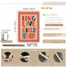 Quadro em tela estilo boêmio (1 peça) - Memórias da infância para sempre, pôster para quarto infantil, arte de parede colorida para quarto de menina, decoração para berçário, arte de parede emoldurada para quarto infantil, adequado para quarto infantil, berçário, creche, quarto de menino, quarto de menina, Dia dos Namorados - Multicolorido - Ver 17