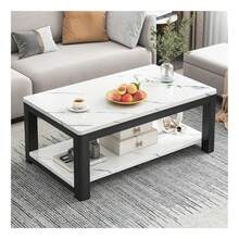 Mesa De Centro 2 Niveles Mármol B/n Diseño Moderno - Multicolor - Ver 1