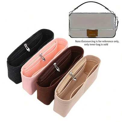 Bolsa de fieltro pequeña, bolsa de almacenamiento de cosméticos de fieltro premium con diseño de múltiples compartimentos, adecuada para bolsos de hombro, inserto de billetera pequeña con solapa clásica. Organizador de bolso de alta gama, conveniente para guardar lápiz labial, polvo compacto, llaves, auriculares y otros artículos pequeños, fácil de encontrar.