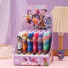 2/3/4/5/6pcs/Set Cartoon K-POP Girl Group Resin Clip-On Erasable Ballpoint Pens, Student Blue Ink Retractable Pens, Side-Click Signature Pens, Highlighters, Back To School Stationery Supplies - Multicolor - View 1