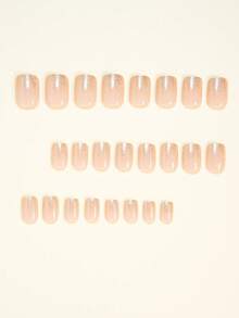 Drücken Sie Ihre Liebe mit 24 Stücke kurzen quadratischen Aufklebe-Nägeln aus, Atmosphäre Gold Glitzer Nude Falsche Nägel Vollabdeckung Fake Nagel Spitzen für Frauen und Mädchen, inklusive Nagelsalon mit 1 Stück Gelee Gel und 1 Feile. Zufälliger Versand von Nagelbedarf - Gold - Übersicht 3