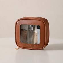 Transparent Cosmetic Bag With Visible Window, Large Capacity + Portable, Leather Transparent Toiletry Bag With Visible Window Design, Birthday Gift - Multicolor - View 13