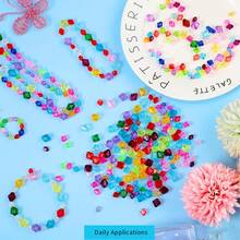 400pcs/Bag Shiny Glass Rhombus Beads, Pentagonal Loose Beads For DIY Jewelry, Bracelets, Earrings, Necklaces, Hair Accessories And Crafts - Glass Beads For Creative Projects - Red - View 5