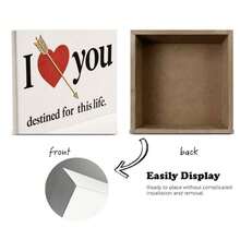 Decorative White Rectangular Box With  Face, Bold Black 'I You' Text, Red Heart With Golden Arrow, Small Black 'destined For This Life' - Romantic Affectionate Keepsake For Fated Love Gift - White - View 4