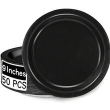 50/24个7英寸/9英寸一次性纸盘，防漏加厚，3秒即可清理，适用于派对/露营/家庭使用，适合生日、毕业典礼、圣诞节、感恩节、万圣节和其他庆祝活动。 - 黑色 - 查看 14