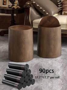 Vintage Wood Grain Plastic Trash Can, Hipsteen Retro Style Wooden Texture Trash Can With Swing Lid, Suitable For Home, Kitchen, Office, Bathroom, Durable Plastic, Waste Bin, Office Worker, Small Space Living - Multicolor - View 11