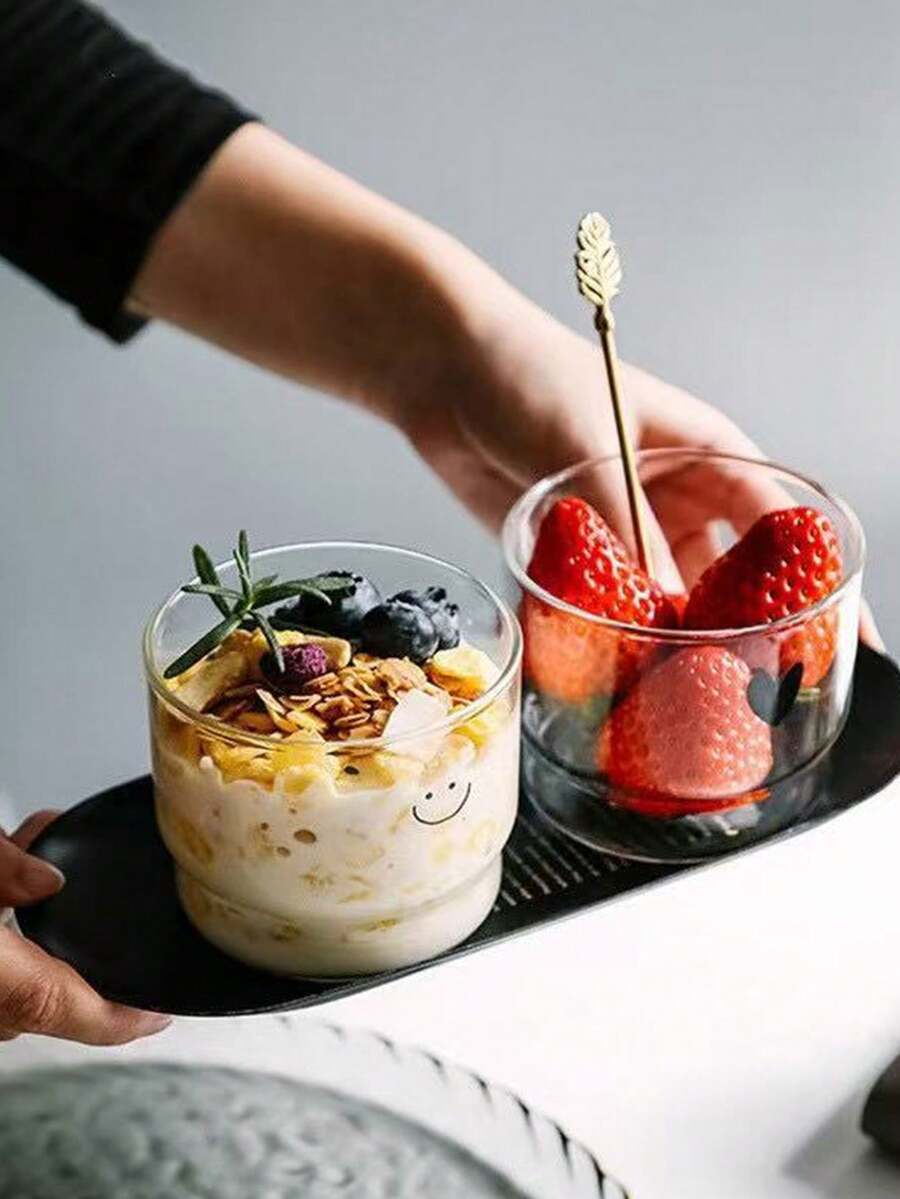 1pc Milk Cup Ins Style Heat-Resistant Glass Cup, Cute Coffee Cup, Heart-Shaped Cup, Minimalist Breakfast Cup, Water Cup - Clear - View 1