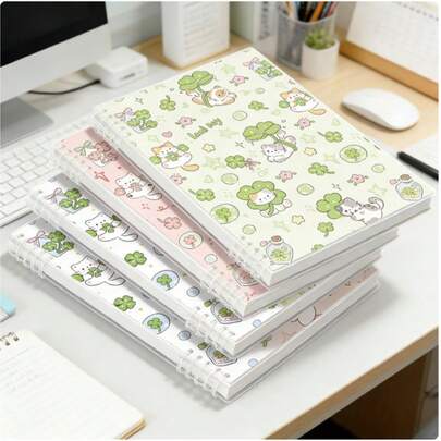 מחברת A5 נשלפת עם דוגמאות חיות חמודות, כתיבה ללא כאבים, חיונית לתלמידי חטיבה/תיכון, אסתטיקה רעננה של חיות מחמד, ניירת כתיבה לתלמידים, הערות לכיתה, יומן רישום שגיאות