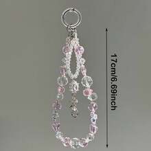1pc Crystal Beaded Phone Wrist Strap With Tether Tab Cute Phone Bracelet Strap For Women Blingbling Sparkling Cell Phones Wrist Straps Beaded - Multicolor - View 5