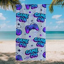 1条游戏手柄造型沙滩巾，超大超吸水超细纤维沙滩毯，适合旅行、游泳池、潜水、冲浪、瑜伽、露营等场合，多种尺寸可选，沙滩配件 - 彩色 - 查看 4