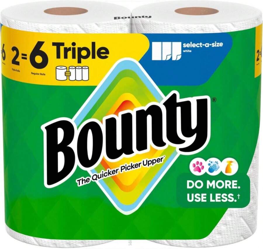 Bounty Select-A-Size Paper Towels, White, 2 Triple Rolls = 6 Regular Rolls - ColorA - 查看 1