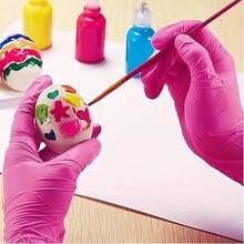 100/50/20/10pcs Disposable Pink PVC Gloves, Elastic Fit, Slip-Resistant Fingertips, Extra Long & Thick, Waterproof & Durable, Suitable For Household Cleaning, Beauty, Arts & Crafts - Hot Pink - View 5