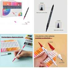 Rotulador acuarelable de 100 colores (0,4 mm/1-2 mm),Rotulador pincel no txico para principiantes,estudiantes,aficionados - 100 COLORES - Ver 8