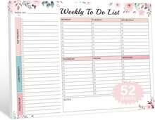 Weekly To Do List Notepad With 52 Undated Sheets(85"*11")- Weekly Desk Planner Pad With Spiral Binding For Women &Amp; Man, Office, School And Home Personal Organizer - ColorE - 查看 1