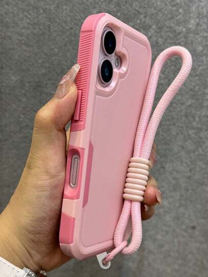 Keychain,Lanyard Luxury Armor Two-Layer Shockproof Bumper Protection Phone Case Compatible With IPhone 17 Pro Max 17Air 16 12 13 14 15 Pro Max 14 Plus 15 Plus 16 Plus 16E 17Air Box Hard Plastic With Lanyard Back Cover