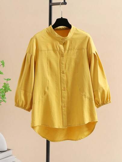 Women's Loose Casual Solid Color Shirt, Versatile & Simple, For Summer