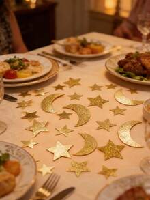 闪亮星月纸屑 - 闪光纸和箔纸的组合，梦幻的月亮和星星设计，适合餐桌装饰、派对装饰、家居装饰、房间装饰，是节日、生日、婚礼、斋月、开斋节、纪念日、假日、周年纪念日、圣诞节、新年和所有庆祝活动的理想之选。 - 彩色 - 查看 8