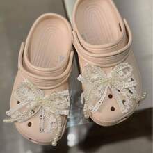 2 Pieces Pearl Shoe Charms Bow Sneakers Elegant Shoelace Decoration Pearl Bead Chain Buckle Accessories For Women Dress Shoes - 1 對蕾絲珍珠 - 查看 6