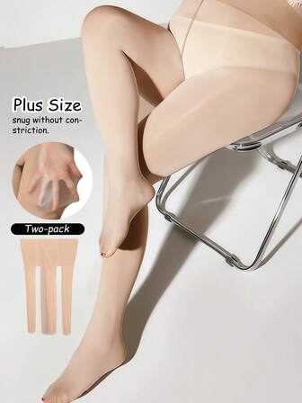 2 par transparenta leggings för kvinnor, stretchiga plusstorlekstights, mikrotransparenta sexiga strumpor, lämpliga för jul, upp till 136 kg