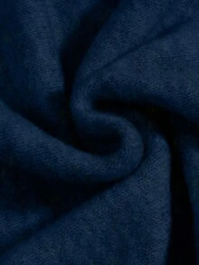 Grey Crew Neck Casual Knit Sweater For Women - Navy Blue - View 7