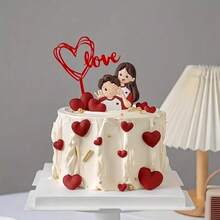20pcs Red Heart Cake Toppers - Plastic Cake Flags Designed As "Love" Letter, Suitable For Birthday, Wedding, Anniversary, Graduation, Valentine's Day - Holiday Dessert Decor, Cake Accessories, Birthday Cake Decorations - Multicolor - View 8