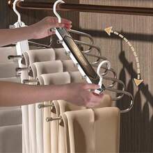 1pc Black/White Foldable Multi-Layer Scarf, Tie, Pants Organizer Rack - Multicolor - View 7