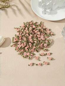 50pcs Polyester Leaf Rose Flowers, Handmade DIY Craft Decorative Small Flower Petals, Hair Accessory Bowknot Decors, Clothing Sewing Supplies - Multicolor - View 24
