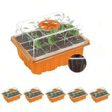 5/10pcs Seed Starter Tray Kit With Lids, Adjustable Humidity Vents, Transparent Tray And Raised Dome Cover, Suitable For Greenhouse And Garden, Mini Propagation Plant Growing Greenhouse Kit With Humidity Dome And Seed Germination Base - Multicolor - View 7
