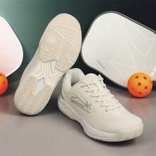 男士网球鞋，强力包裹鞋面，防滑外底，透气网面，专业比赛及训练网球鞋 - 米色 - 查看 3