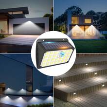 This Solar-Powered Outdoor Wall Light Features 104 LED Bulbs, A Motion Sensor, And 3 Selectable Modes. It Meets Street Lighting Safety Standards, Has An IP65 Waterproof Rating, And Is Suitable For Garden, Patio, And Deck Decoration, As Well As Garage And Corridor Lighting. - White Light - View 5