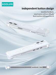 Koolife 四角防摔磁吸透明 TPU+PC 防震保护壳，带电镀独立按键，兼容 Apple 17 Pro Max/17/17 Pro/17 Air/16/16 Pro/16 Plus/16 Pro Max/11/12/12 Pro/12 Pro Max/13/13 Pro/13 Pro Max/14/14 Plus/14 Pro/14 Pro Max/15/15 Pro/15 Plus/15 Pro Max - 透明+金邊水晶防塵塞 - 查看 7