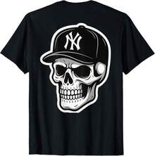 Source And Background - New York HAT ON Skull T-Shirt - White - View 2